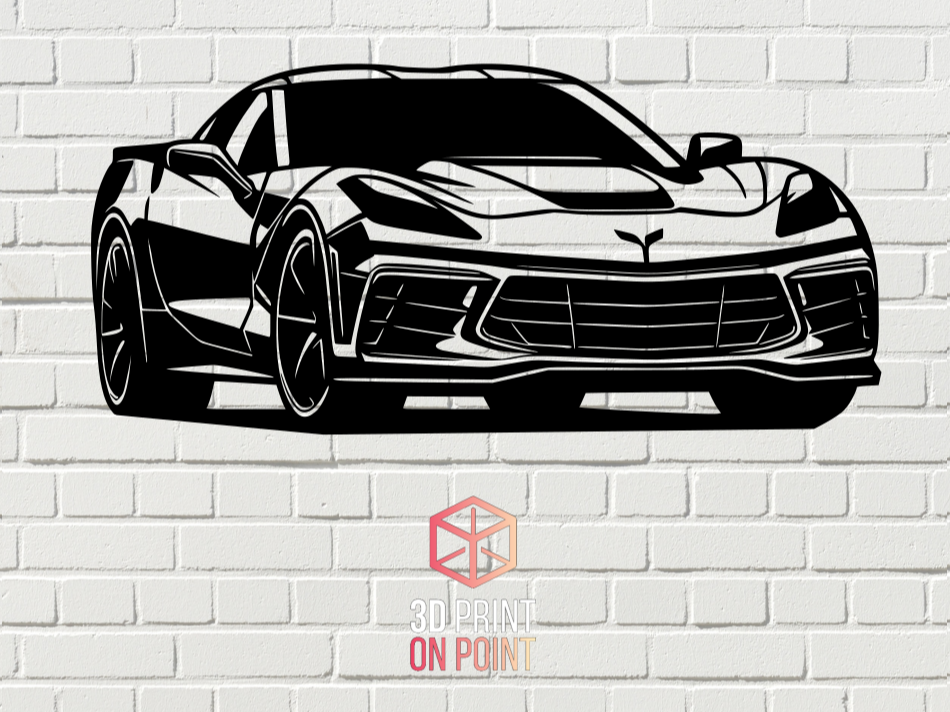 Chevrolet Corvette 2 Katmanlı MDF Duvar Tablosu – 50cm Spor Araba Duvar Dekoru – Lazer Kesim Ahşap Tablo – Renk ve Ölçü Seçenekli