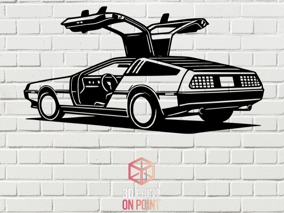 DeLorean DMC-12 2 Katmanlı MDF Duvar Tablosu – 50cm Klasik Araba Duvar Dekoru – Lazer Kesim Ahşap Tablo – Renk ve Ölçü Seçenekli