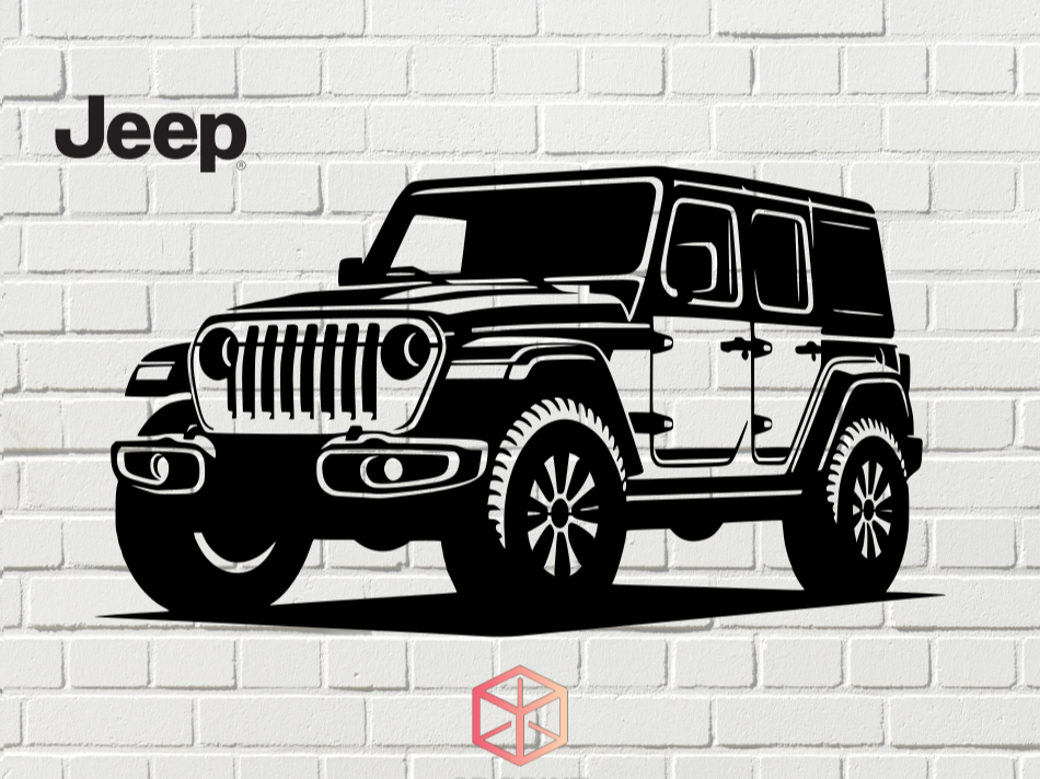 Jeep Wrangler 2 Katmanlı MDF Duvar Tablosu – 50cm Off Road Araç Duvar Dekoru – Lazer Kesim Ahşap Tablo – Renk ve Ölçü Seçenekli