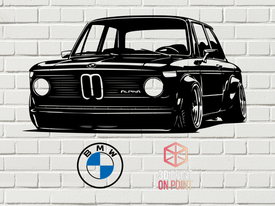 BMW E30 Alpina 2002 2 Katmanlı MDF Duvar Tablosu – 50cm Klasik BMW Duvar Dekoru – Lazer Kesim Ahşap Tablo – Renk ve Ölçü Seçenekli